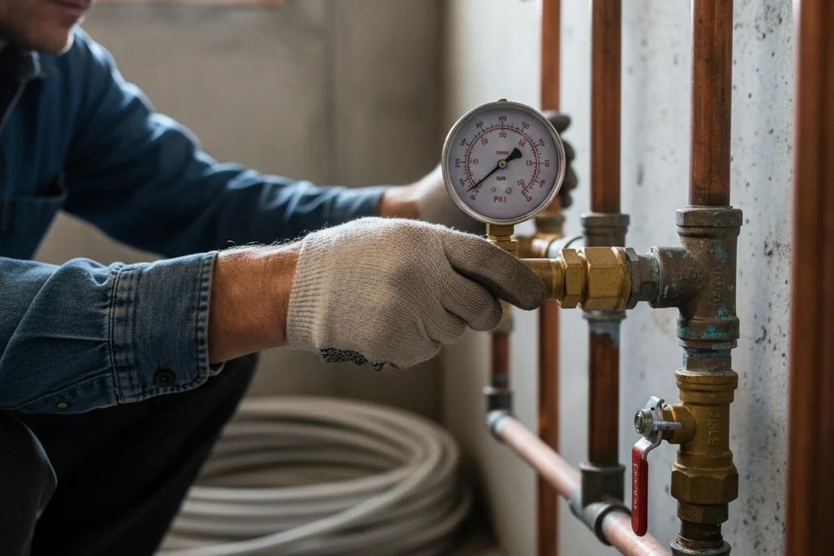 Pressure testing a repaired line during Water Line Repair in Waterville